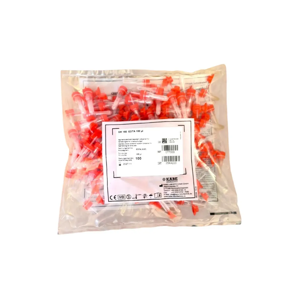 EDTA-Röhrchen (GK 150) 100µl, kurz, rot (100 Stk)