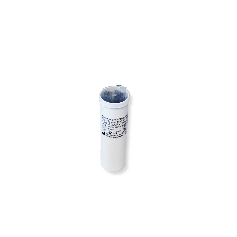 Kunststoff-Kapillare für Blutgasanalyser, 170 µl, Durchm. 2,0 x 100 mm, Li-Heparin (für Kapillarabnahme) Combi-Line, EDAN (100 Stk)
