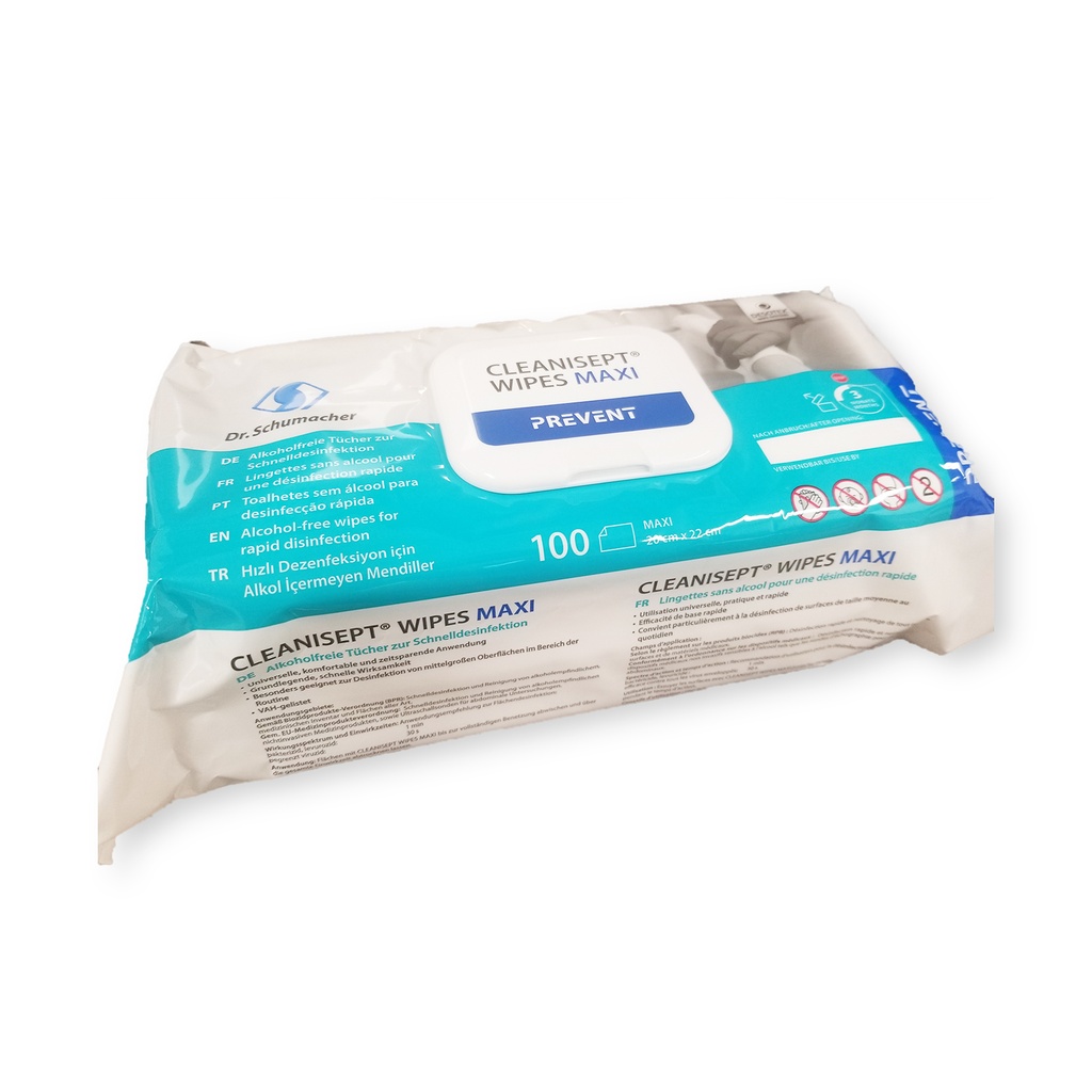 [E19400-211] Schumacher Desinfektionstücher, Cleanisept Wipes/alkoholfrei, MAXI flowpack (100 Stk)
