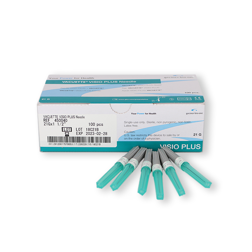 VACUETTE® VISIO Plus Kanüle 21G x 1 ½” steril grün 0,8x38 mm, Nr. 450040 (100 Stk)
