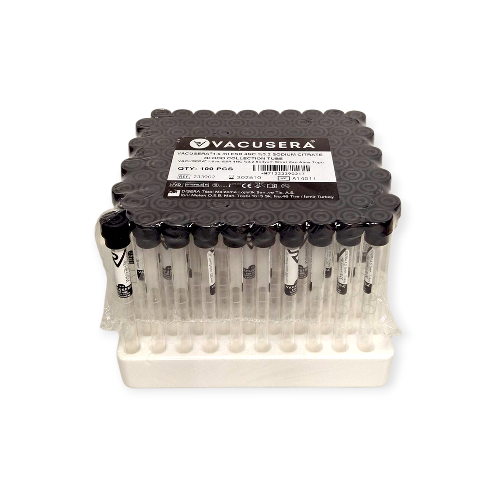 VACUSERA BSG-Röhrchen 1,6 ml, 4NC 3.2% Sodium Citrate, Glas (100 Stk)  