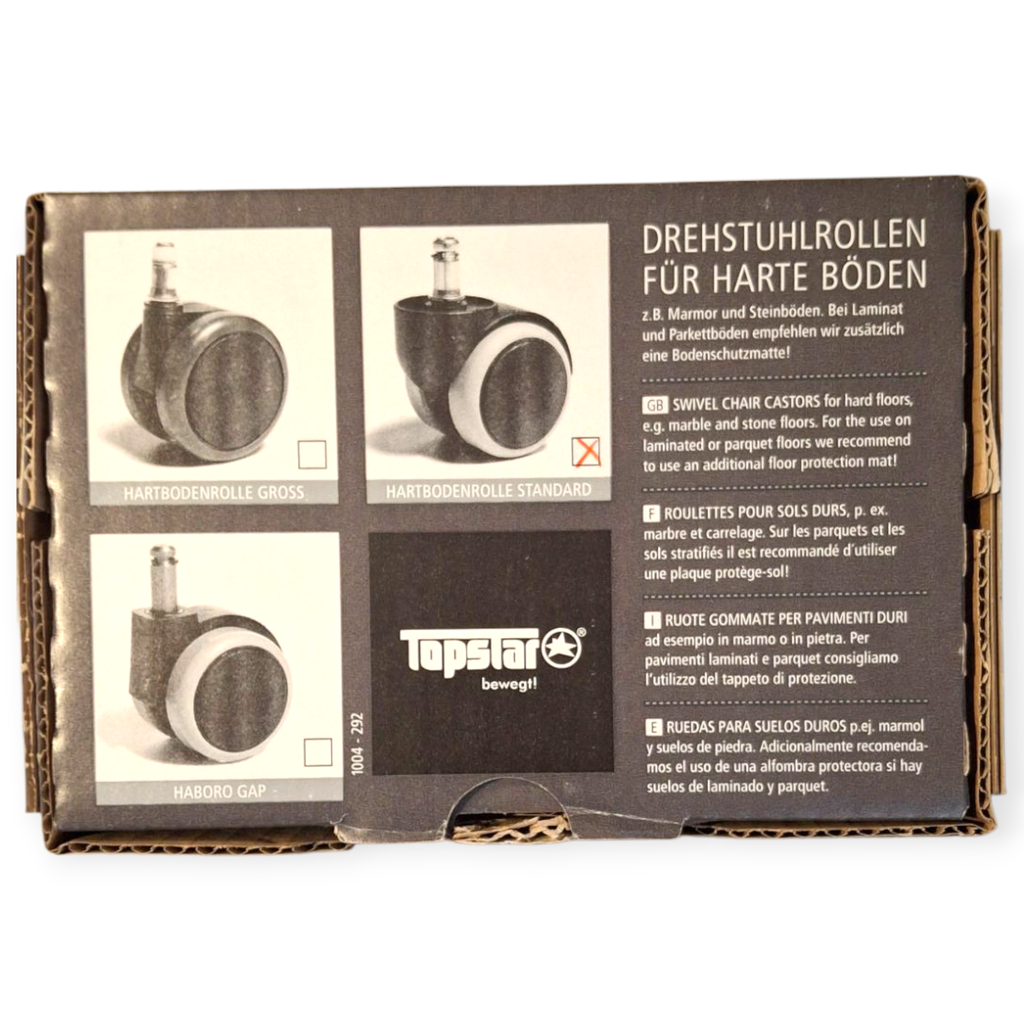 Ersatz-Rollen für Hartboden, für Drehhocker (1 Set = 5 Stück) - ABVERKAUF      