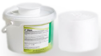 A- Wipes, trockene Wischtücher (28x28 cm) im Spendereimer ...   (120 Tücher) für Flächendesinf.