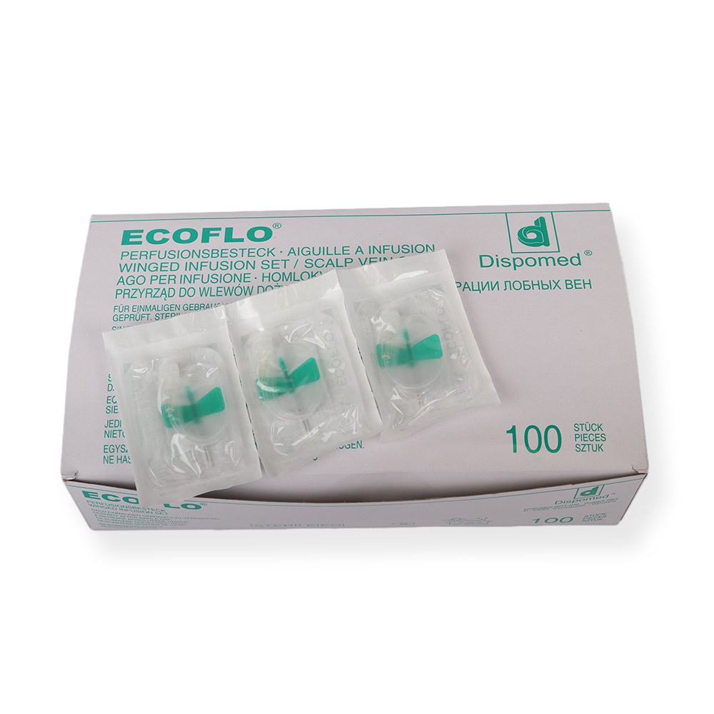 [E14101-500] ECOFLO-Perfusionsbestecke 21 G, grün (0,80x20 mm) 100 Stk