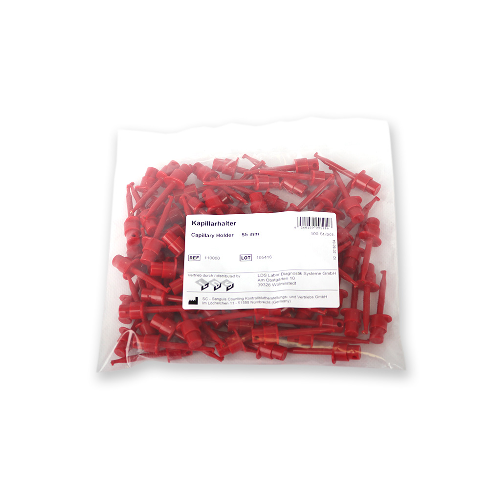 [E09113-201] ​​Kapillarhalter rot, Pipettierhilfe/Häkchen, für End-to-End-Micropipetten (1 Stk)