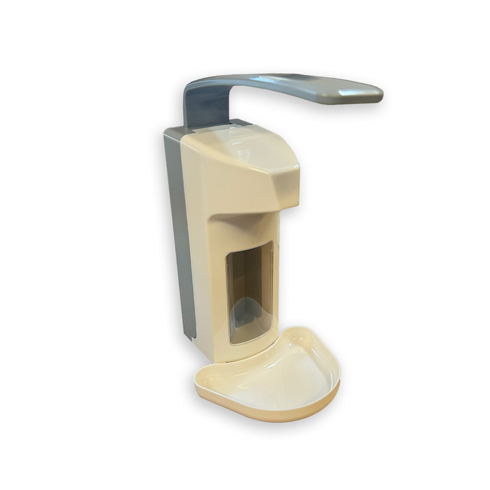 [SVP08768] Seifen- und Desinfektionsmittelspender mit Abtropfschale und langem Armhebel Kunststoffgehäuse, 500ml - ABVERKAUF