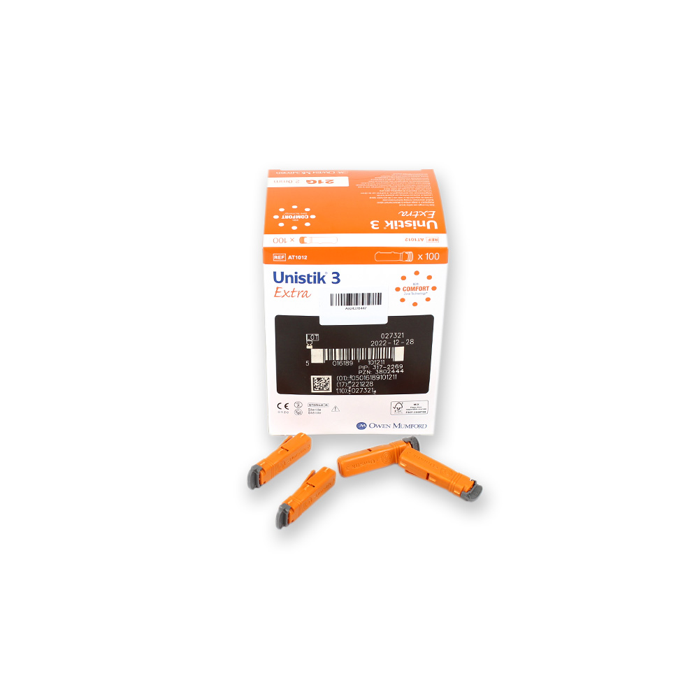 Unistik 3 Extra 21 G, 2,0 mm, Einmal-Stechhilfen (100 Stk)