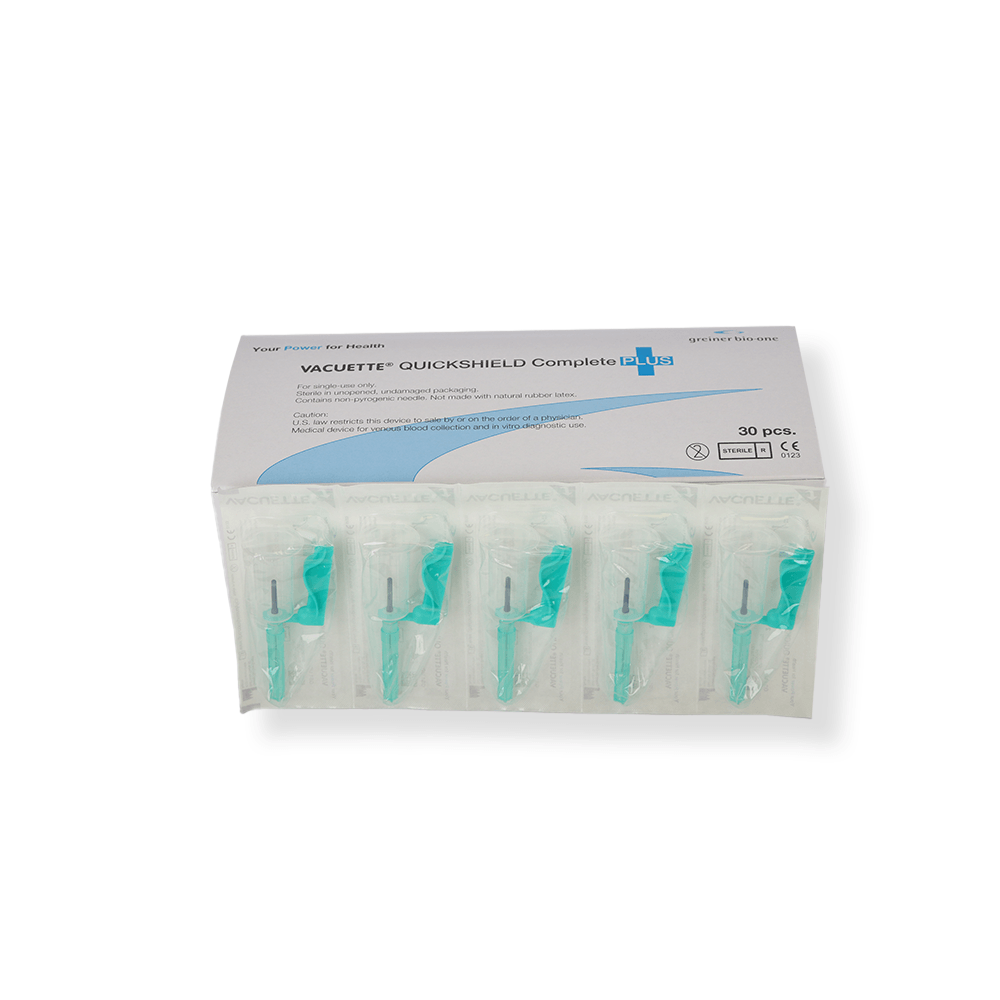 VACUETTE® QUICKSHIELD Complete PLUS 21G x 1" einzelverpackt, steril 0,8 x 25 mm (30 Stk)