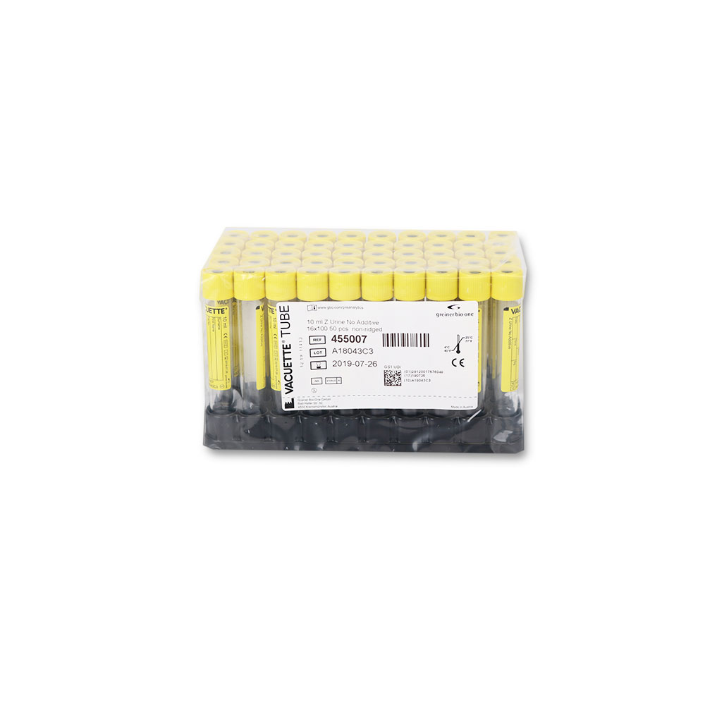 VACUETTE® RÖHRCHEN 10 ml Z Urin ohne Zusatz 16x100 gelbe Kappe-gelber Ring, Rundboden (50 Stk)