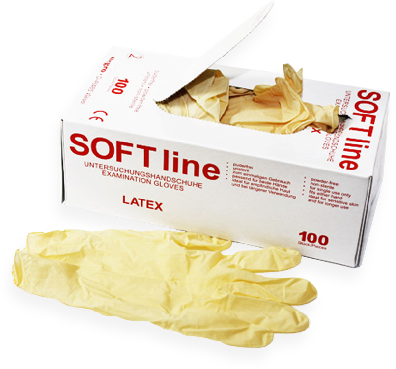 SOFT line Untersuchungshandschuhe, Latex puderfrei, unsteril, Medium (100 Stk)