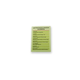 [E22118-307] Antikoagulanzienausweis (AK- Ausweis) für TECHNOCLOT® PT Owren (1 Stk)