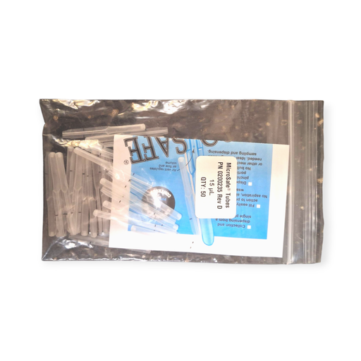 [C02700-044] Microsafe Kapillaren "Tubes" 15µl, zu Inratio, Micropoint Monitor System (50 Stk) - ABVERKAUF