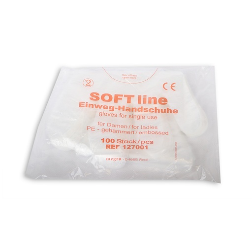 [E20102] PE-Handschuhe Polyethylene Damen gehämmert (100 Stk)