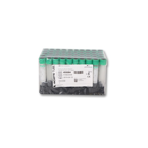 [G04550-840] Vacuette® Röhrchen 9 ml LH Lithium-Heparin grün Kappe, schwarzer Ring, Nr. 455084 (50 Stk)